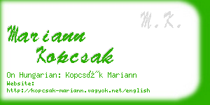 mariann kopcsak business card